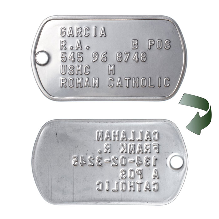 Stainless Steel Shiny Finish Dog Tag with FREE P38 Can Opener